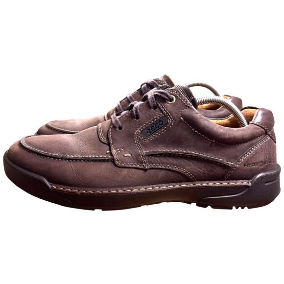 ECCO HydroMax Men's 44/US 10 Cocoa Brown Oiled Leather Shoes Oxford Tie Sneakers - Picture 2 of 13